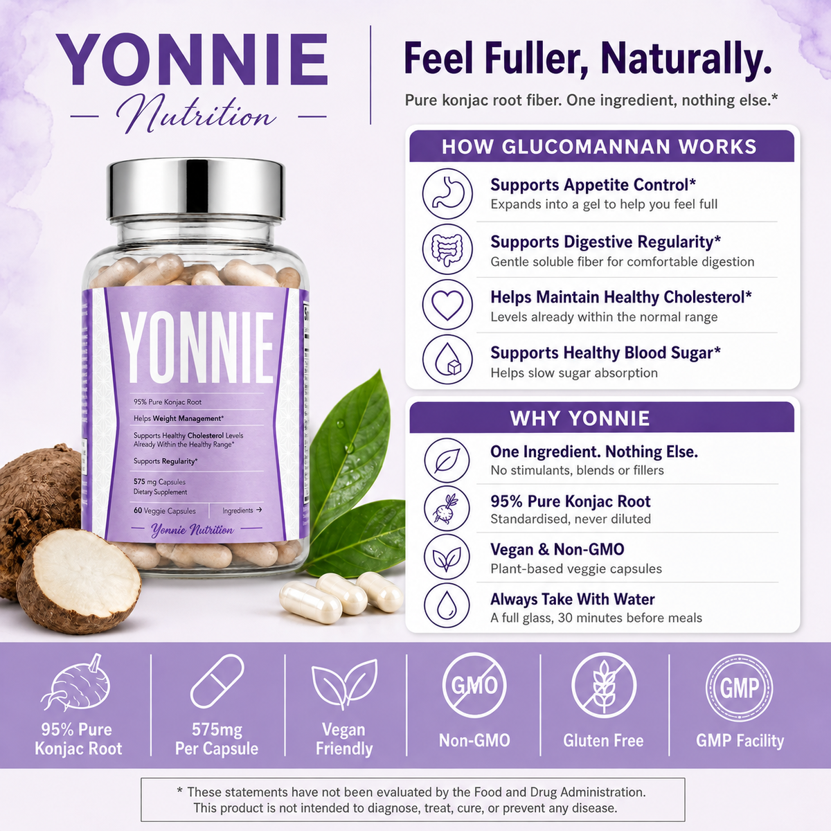 Yonnie Nutrition 95% Pure Konjac Root